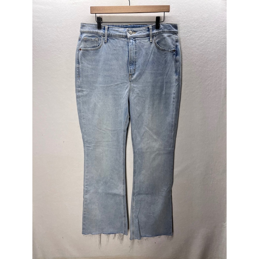 Old Navy Flare Jeans Womens 14 Light Blue Higher High-Rise Raw Hem 3347